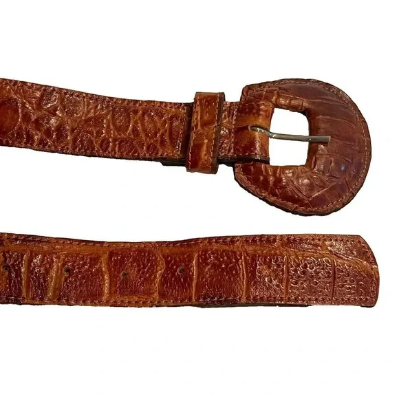 Michael Rose Women Brown Belt Textured Genuine Leather 31-35 Animal Print Buckle
