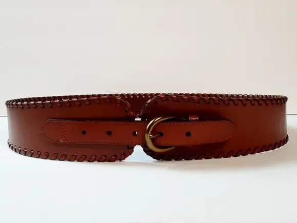 Banana Republic Factory Corset Whipstitch Cow Leather Belt Size Large Tan Brown