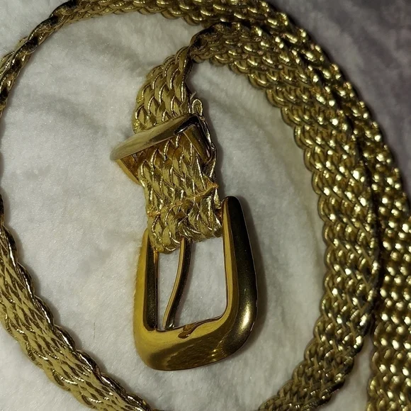 Gold Vegan Faux leather weaved rope belt
