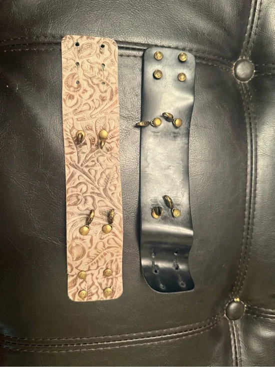Lenny & Eva Leather Bracelet Floral & Black cuffs sentiments $100 Anthropologie
