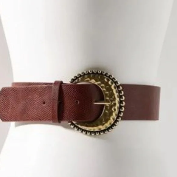 Anthropologie brown big buckle belt new with tags xs