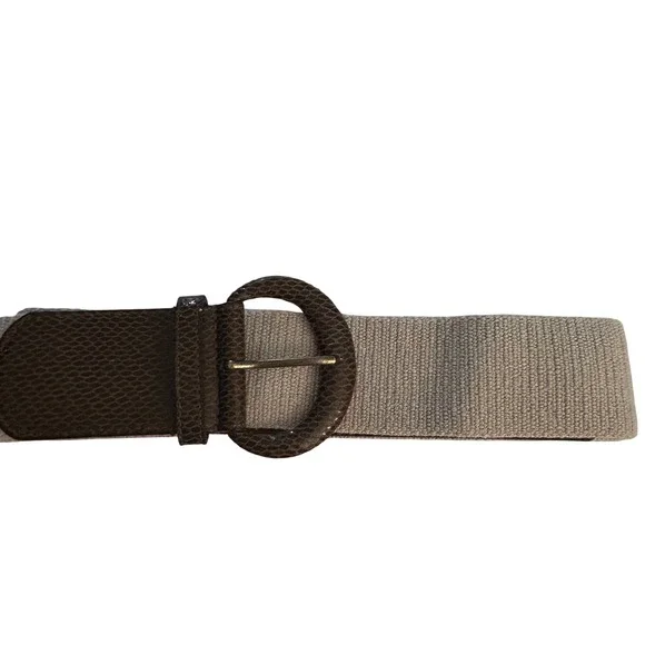 Coldwater Creek Brown Snakeskin Tan Elastic Stretch Cinch Belt 1X 2X