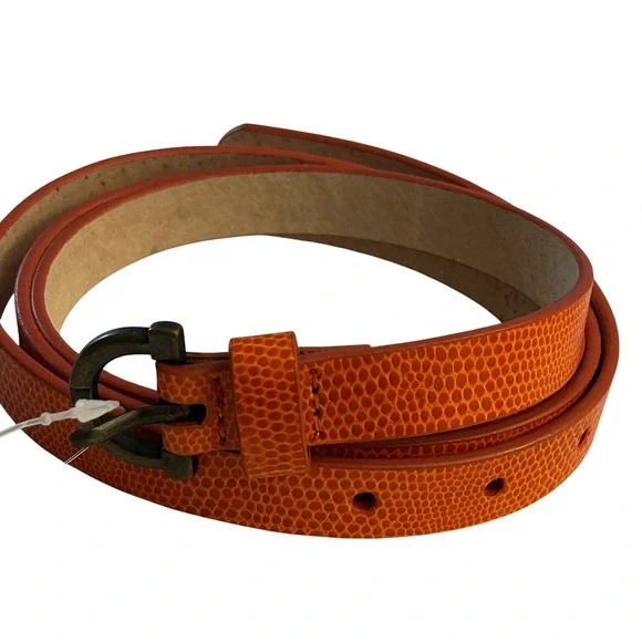 Coldwater Creek Burnt Orange Embossed Skinny Belt XL Misses 18 NEW