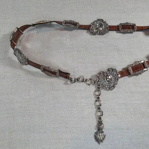 Brighton Women's Brown and Silver Belt