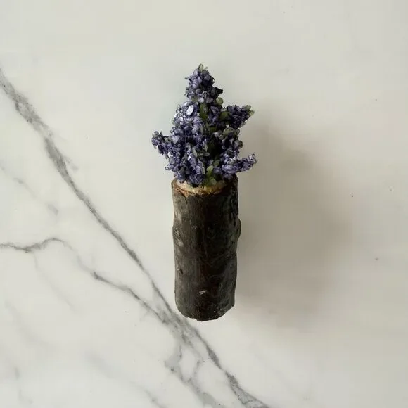 Handmade Mini Dark Purple Faux Flower Magnet In Stick Vase