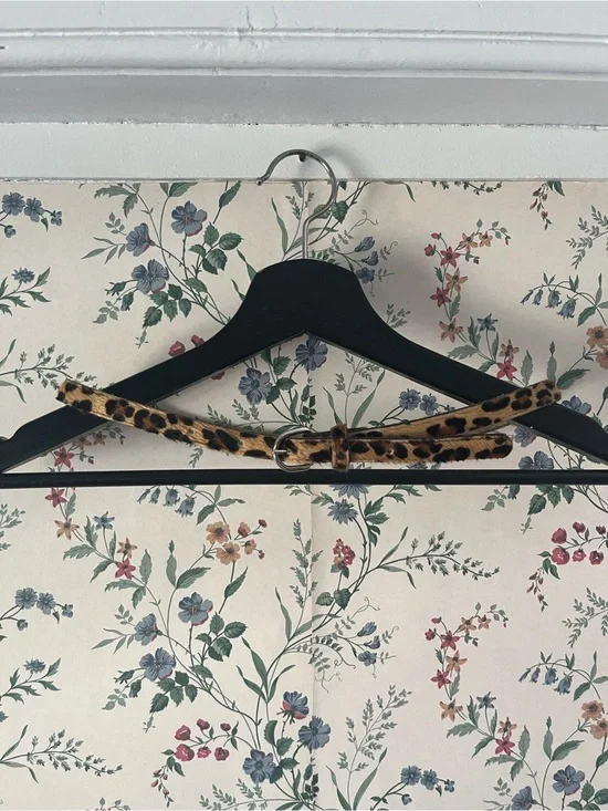 Faux fur Leopard Print Skinny Belt in Brown and Black