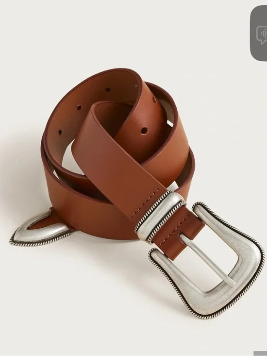 J. Crew Western buckle belt in Italian leather - Silver Buckle brown leather