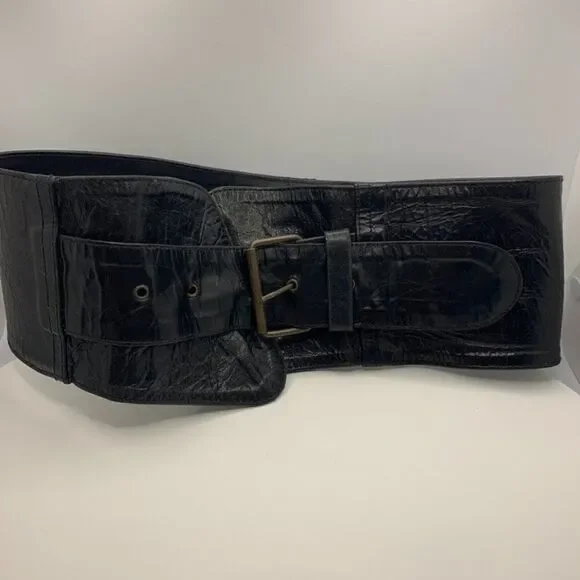 Jocasi London Vintage 80's Gator Print Wide Black Belt