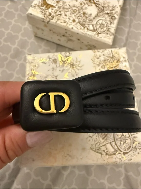 Dior Bobby fine calfskin Slim Belt with Gold-Tone