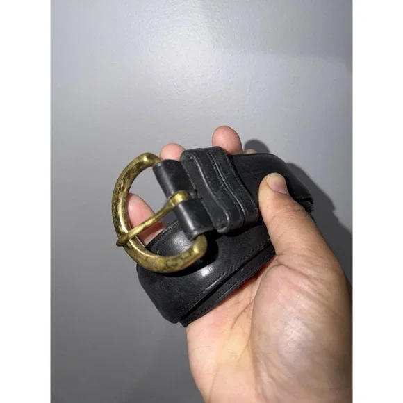 Coach Belt 8500 USA Black Leather Brass Buckle‎ 36