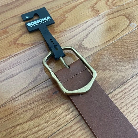 Sonoma women’s casual Brown Belt with‎ Gold Buckle XL NWT