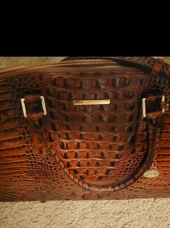 Brahmin Maroon Leather Satchel with Tassel