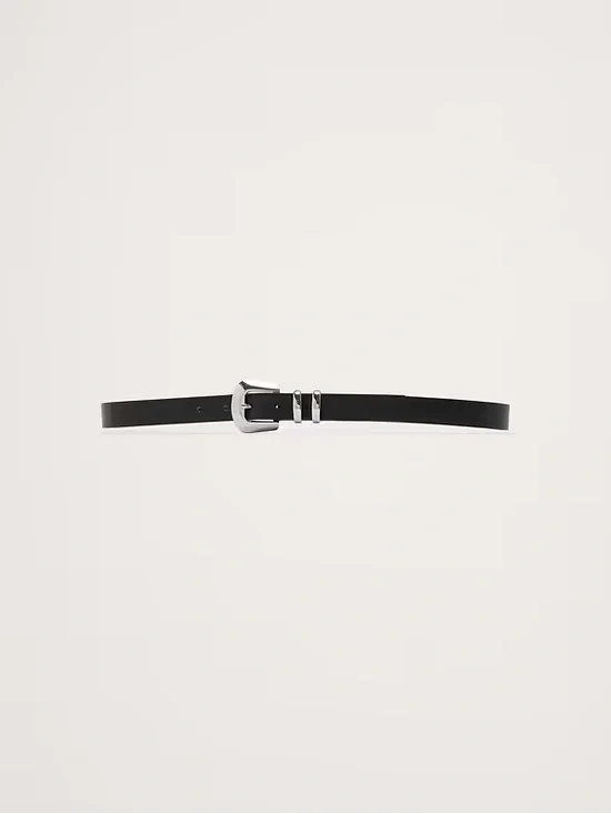 NEW Banana Republic Women’s S Angolo Leather Belt Black with Silver Buckle