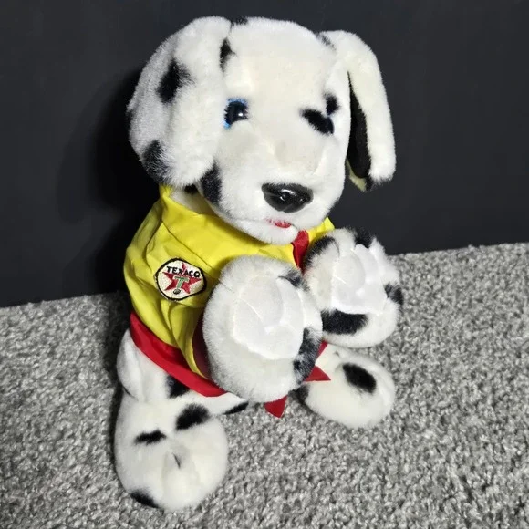 VINTAGE Texaco Dalmatian Dog Plush Stuffed Animal Pilot Fireman 1998 12