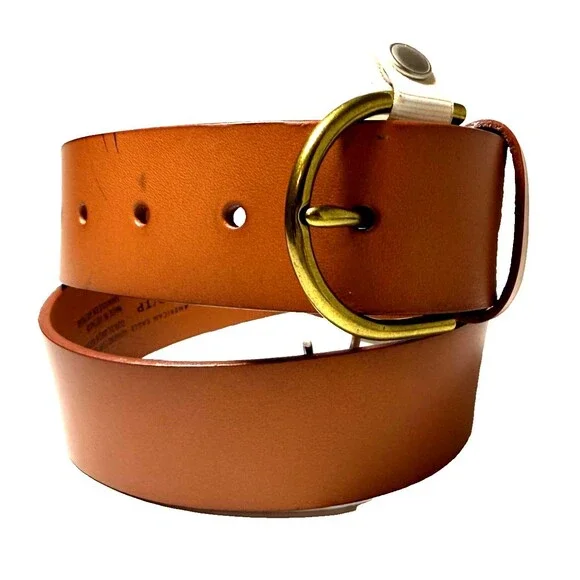 Vtg American Eagle Outfitters AEO Tan Beige Leather Belt Size 26 X-Small Brass