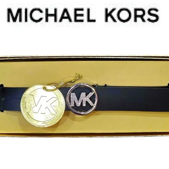 Michael‎ Kors Rhinestone Logo Skinny Belt
