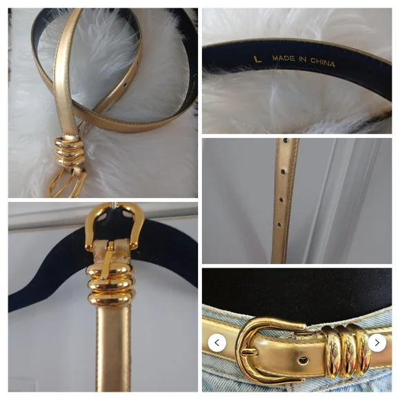 Gold Women Unbranded Belt Faux Leather Large 38 Inches