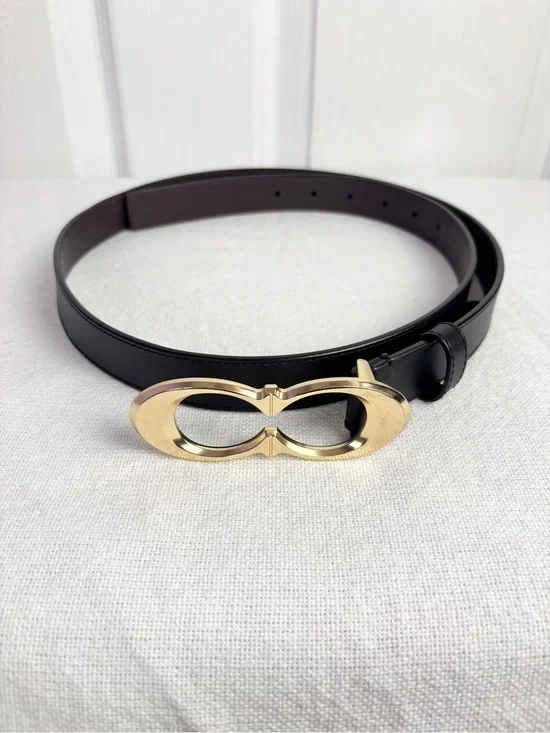 Coach Signature Buckle Belt 25mm Size Large Good Condition Black & Gold Leather