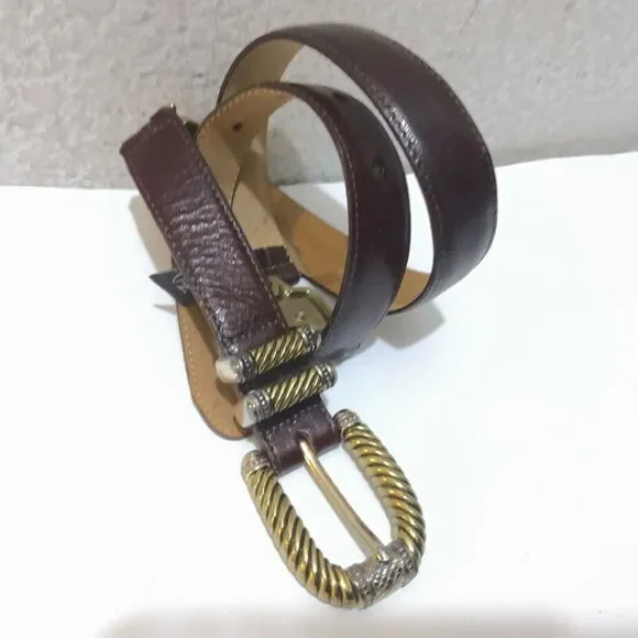 Brighton Women's Brown Leather Belt Buckle  Charm 43409 Two Tone