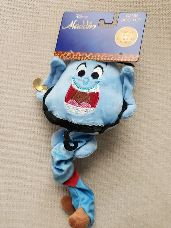 Disney Blue Genie Plush Dog Toy with Gold Accent