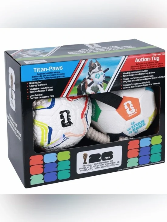 Dog Toys Titan-Paws FIFA World Cup 26 Dog Soccer Ball Pack, 2-Pack