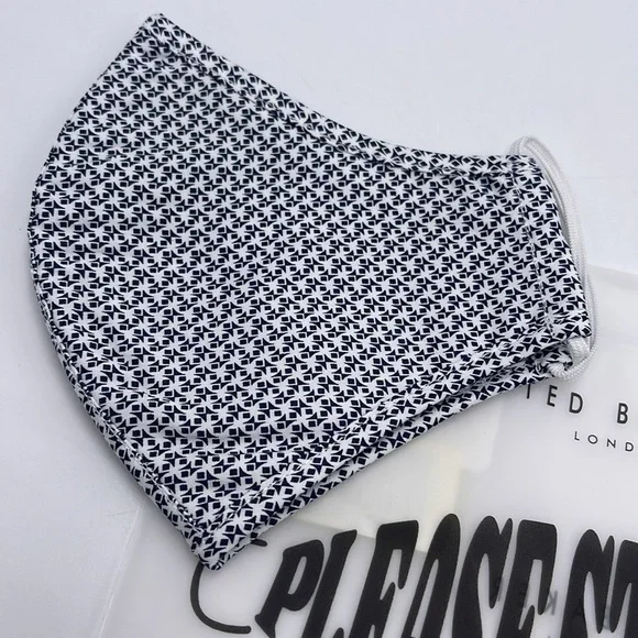 Black and White Patterned Face Mask TED BAKER LONDON Reversible Reusable NWT