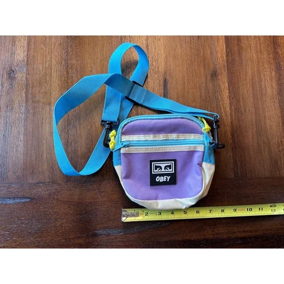 Obey Colorblock Crossbody Bag Purple Blue Streetwear Shoulder Pouch Messenger