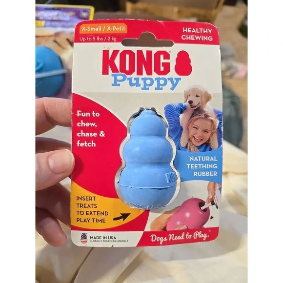 Kong Puppy Xsmall Up To 5 Lbs New Blue Natural Teething Rubber New KP4 Chew
