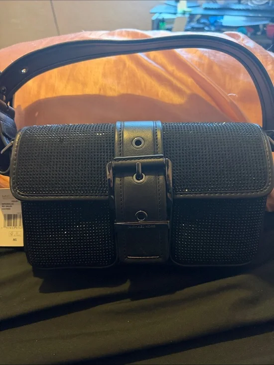 Michael Kors Black Crystal-Embellished Messenger Bag