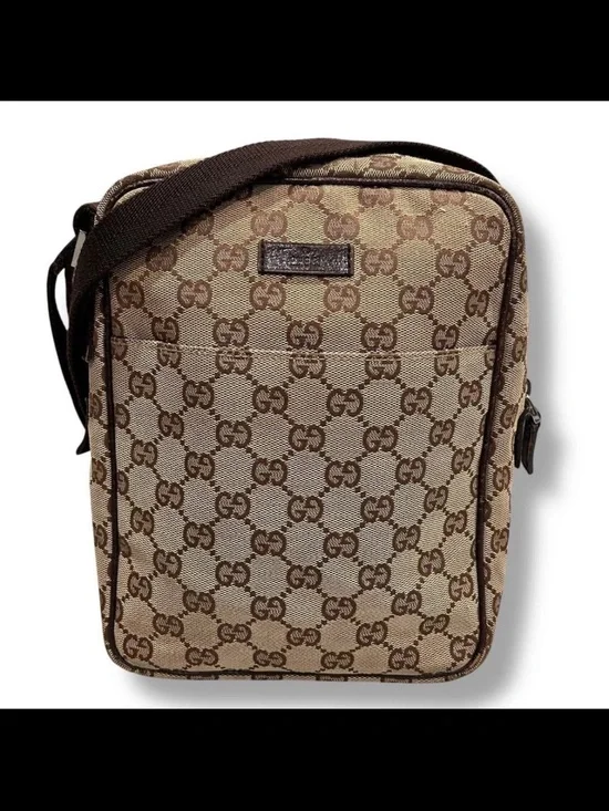 Gucci Beige & Brown GG Canvas Messenger Bag for Men