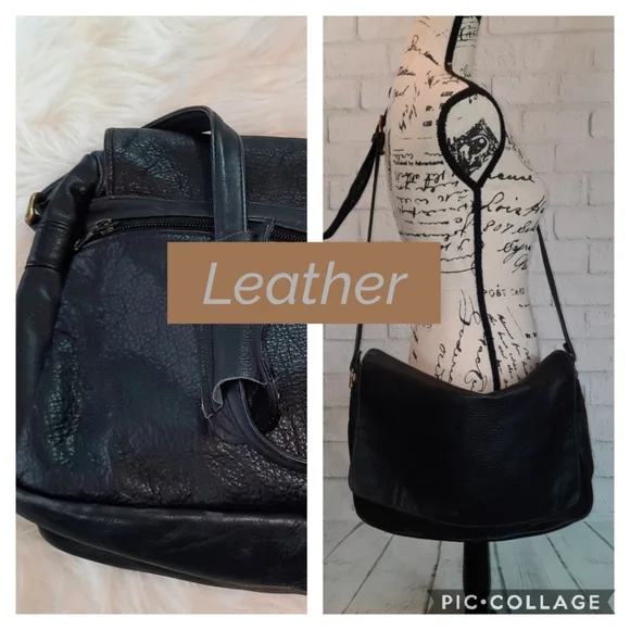Classic Black Leather Messenger Bag