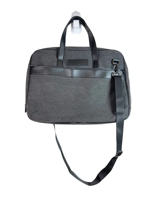 John Varvatos Gray Laptop Briefcase Tote Bag Business Work Travel Messenger Mens