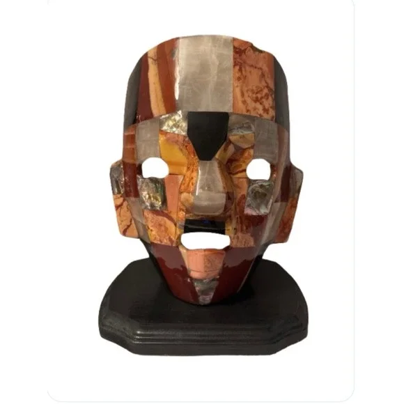 Aztec Mexican Mayan Tessellated Semi Precious Mask Mother of‎ Pearl  Abalone set