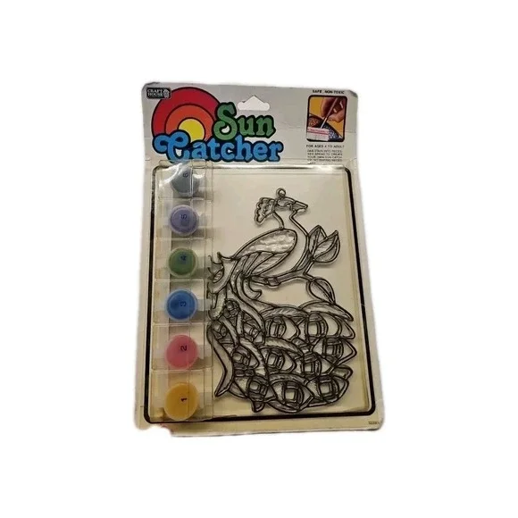 Vintage Craft‎ House Inspirational Sun Catcher PEACOCK Kit Retro Fun!