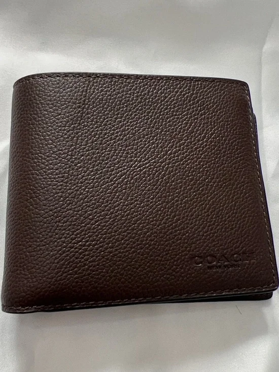 Coach Brown Pebbled Leather Bifold Wallet