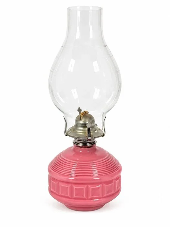 Oil Lamp LampLight Farms Sommerset Traditional Vintage  - Rose Colored  Etched