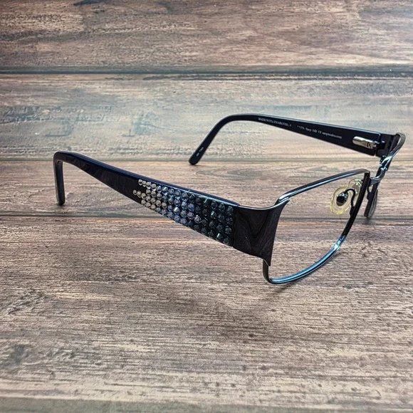 Jimmy Crystal New York Cannes Navy Blue Swarovski Crystal Eyeglass Frames 140