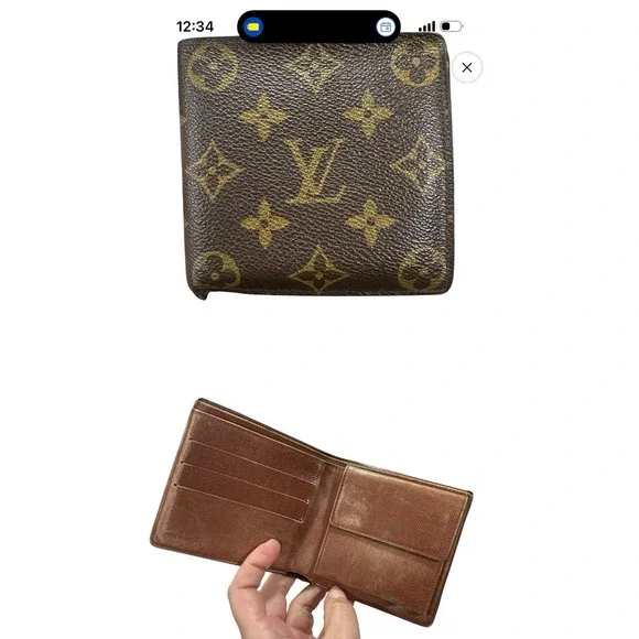 Louis Vuitton Monogram Bifold Wallet Brown Men's Credit Card Slots Logo