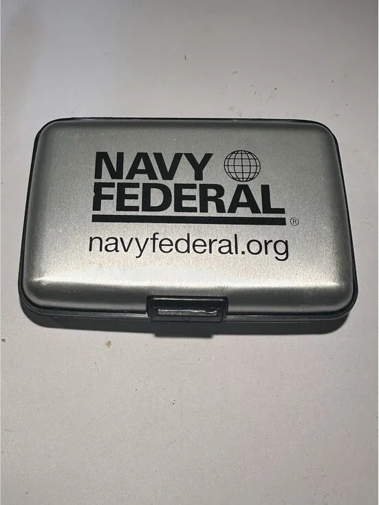 Navy Federal Credit Union Aluminum RFID Card Holder Accordion Wallet Silver