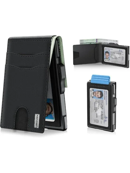 Slim RFID Blocking Wallet for Men - Minimalist Pop Up Case, Cash & Card Slots