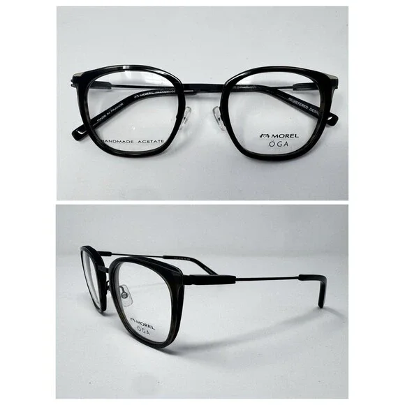 Morel OGA 10172O 50-22-145 Handmade Acetate Eyeglass Frames Black Gray France