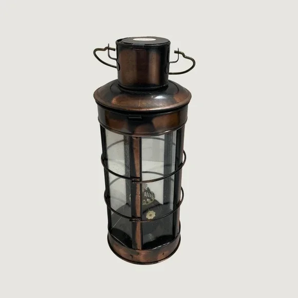 Vintage Copper Finish Nautical Oil Lantern Kerosene Lamp Made Hong Kong Bronze