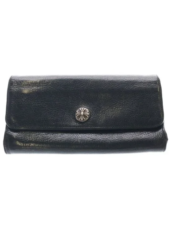 Chrome Hearts Judy Cross Ball Button Leather Wallet Black