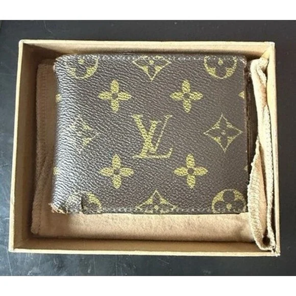 Men's Foldable Wallet LV Emblem - Damaged