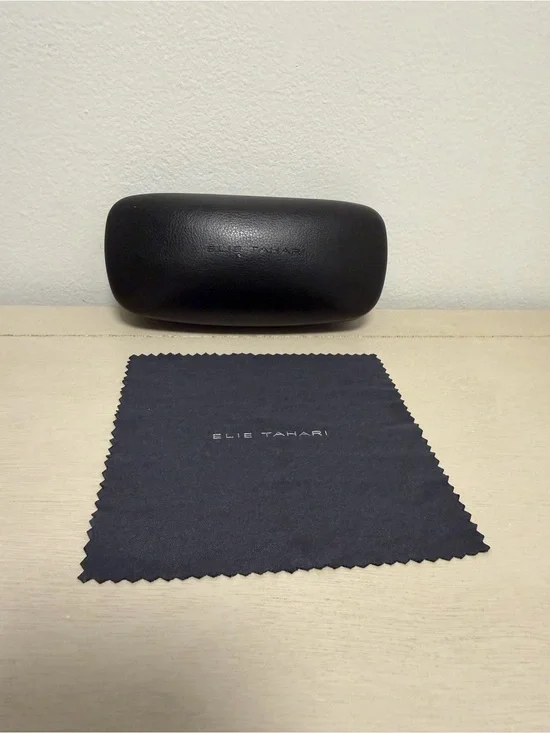 Elie Tahari Black Hardshell Sunglasses Case & Cleaning Cloth Set