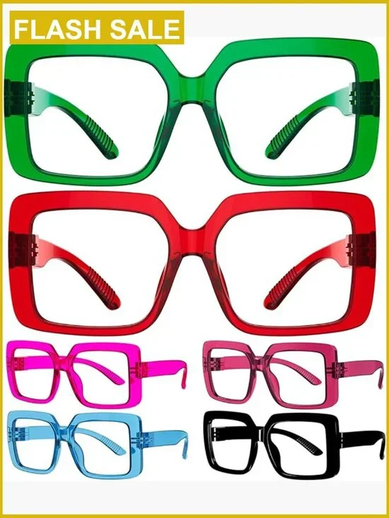 6 Pack Oversized Reading Glasses for Women +1.50 - Screwless Spring Hinges -