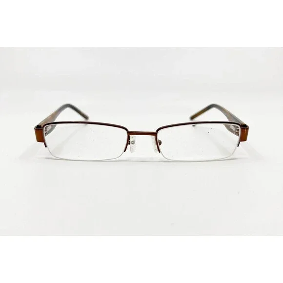 Kam Dhillon Eyeglasses Frames Brown Semi-Rimless Rectangular 52-18-140 KD30