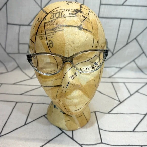 Leon Max Eyeglass Frames 51-15-135 Grey Smoke Cat Eye Zyloware 4018