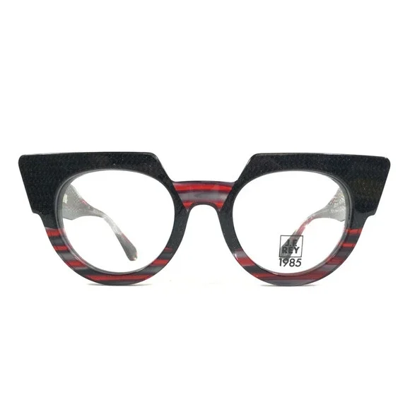 J. F. Rey Eyeglasses Frames CAROLINA 0830 Black Red Round Full Rim 49-23-143