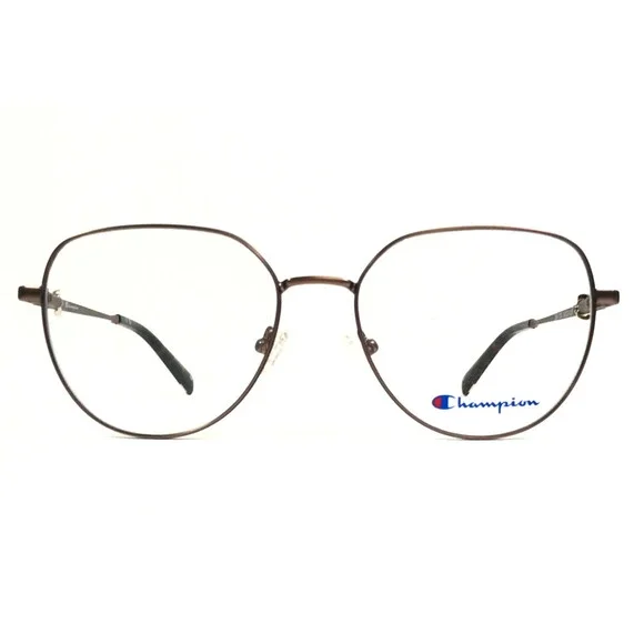 Champion Eyeglasses Frames EMI C03 Shiny Brown Round Wire Rim 54-17-135